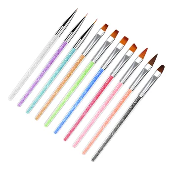 

1 Set of 10pcs Nail Art Pens Rhinestone Decor Handle Portable Linear Pens for Girls Women Ladies