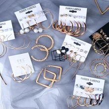 Vintage büyük daire Hoop küpe kadınlar için 2020 yaz moda açıklama basit altın yuvarlak parti sallanan küpe Punk takı(China)