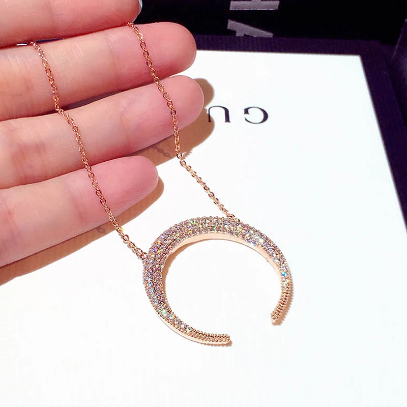 Ins Hot Sale Fashion Charm Round Necklace for Women AAA Cubic Zirconia Temperament Clavicle Thin Chain Jewelry Accessories Gift