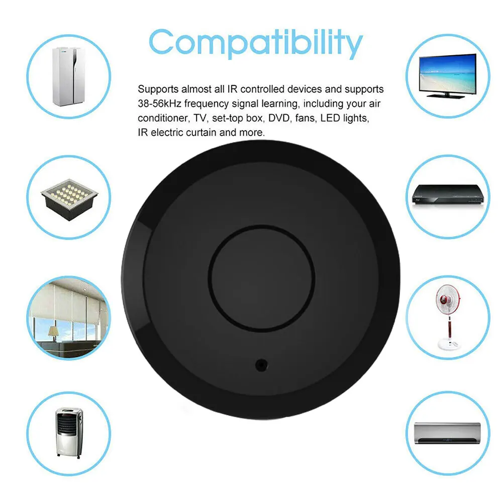 

Smart IR WiFi Home Remote Control Compatible with TV Air Conditioner Lamp AS99