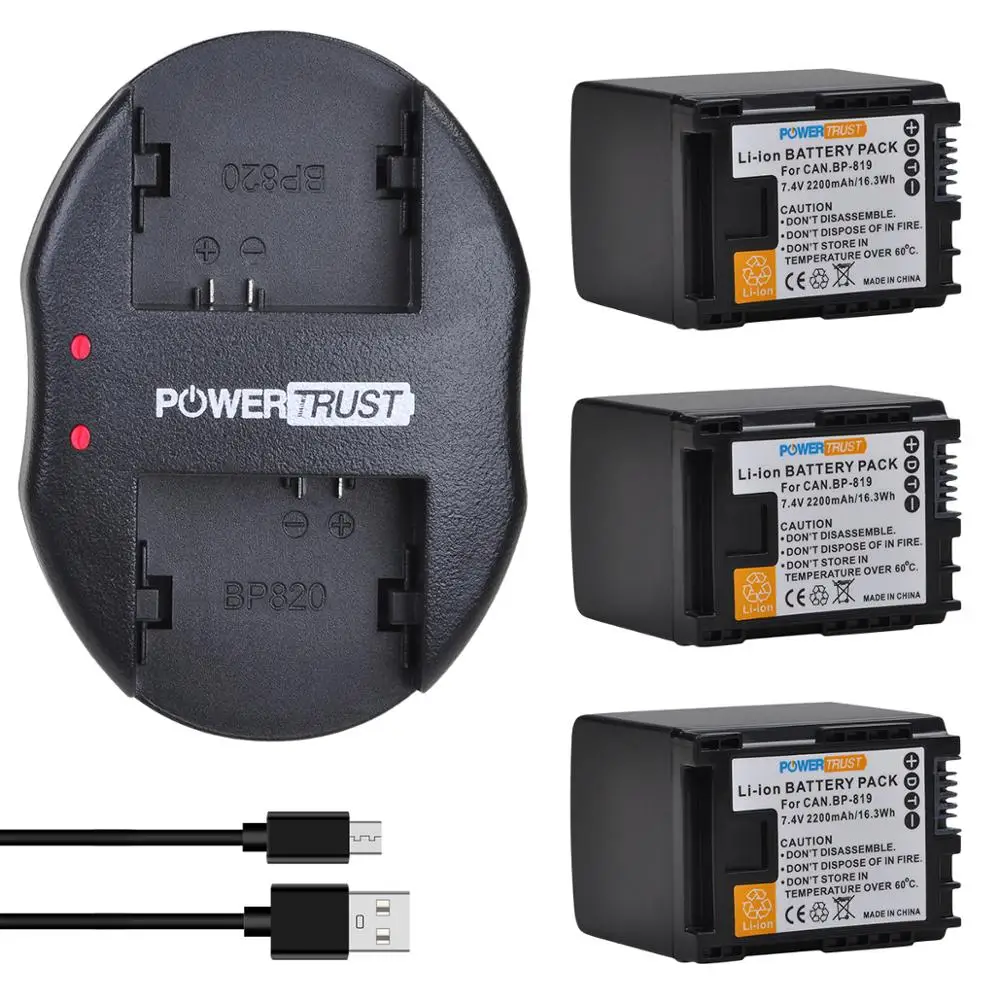 2個セット Canonキャノン BP-819D 互換バッテリーパック IVIS HF S11