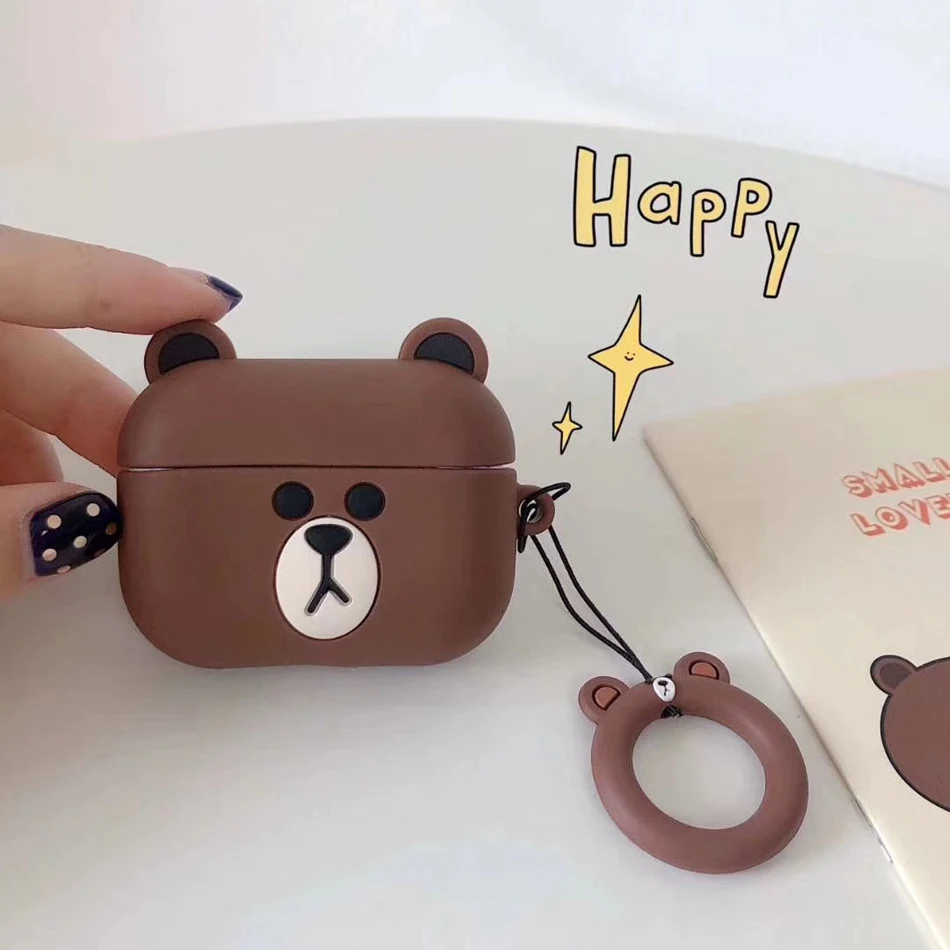 3D чехол для наушников для Airpods Pro чехол силиконовый чехол с милым котом медведем для Apple Air pods 3 Pro Чехол Earpods/ремешок для наушников