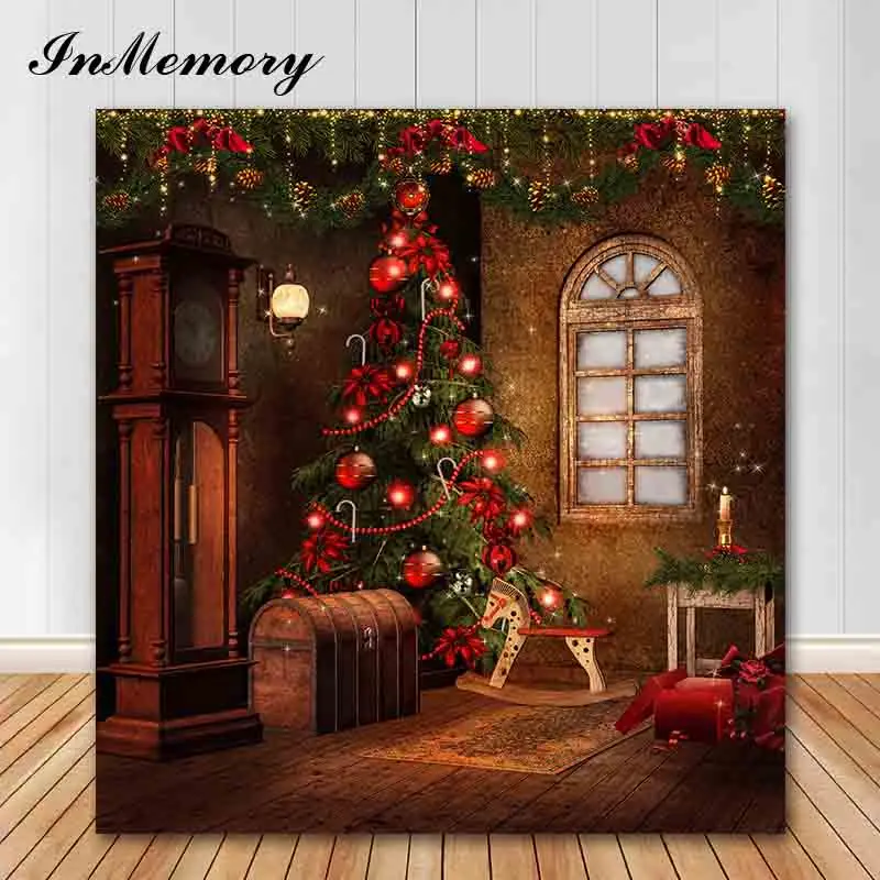 Виниловый баннер InMemory Рождественские фоны для фотосъемки Рождественская елка подарок праздничный фон