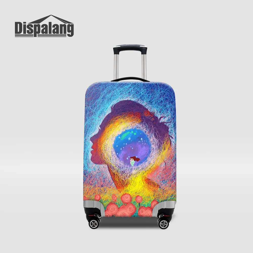 Spandex Waterproof Trolley Suitcase Cover Custom Logo Painting Print Elastic Dustproof Travel Luggage For 18-32 Inch Case | Багаж и сумки