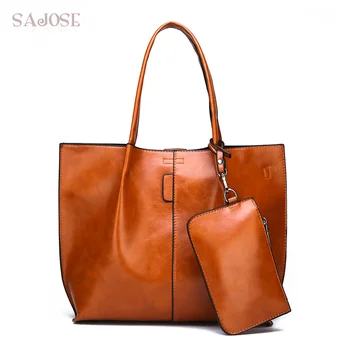 

Women Bag Vintage Fashion Shoulder Messenger Bags 2-sets New Tote High Quality Casual Sweet Lady Pu Leather Compound bag