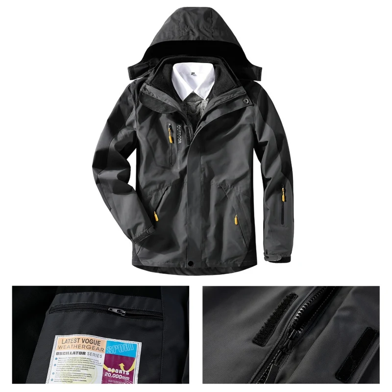 

Men Winter 3 In 1 Windproof Windbreaker Outdoor Camping Hiking Trekking Jacket Liner Hunting Motorcycle Coat