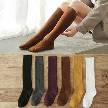 

2019 Harajuku High Socks Cotton Female Autumn College Wind Japanese Thin Slim Knee Long Socks Women Socks