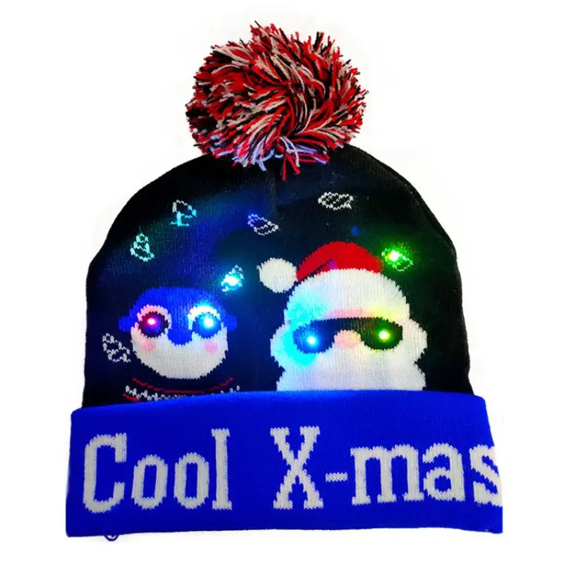 Рождественская тема письмо узор вязаная шляпа теплая вязаная шапка яркий светодиодный светильник - Цвет: VC0319B
