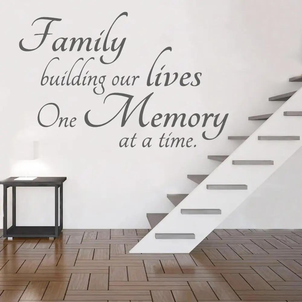 

Cartoon Style family building our lives one memory at a time Nursery Wall Stickers Vinyl Decals Living Room Bedroom Decor HQ841