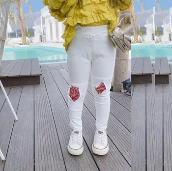 

2020 Korea style girls long pants holes spring fashion girls pants 3-8t C588