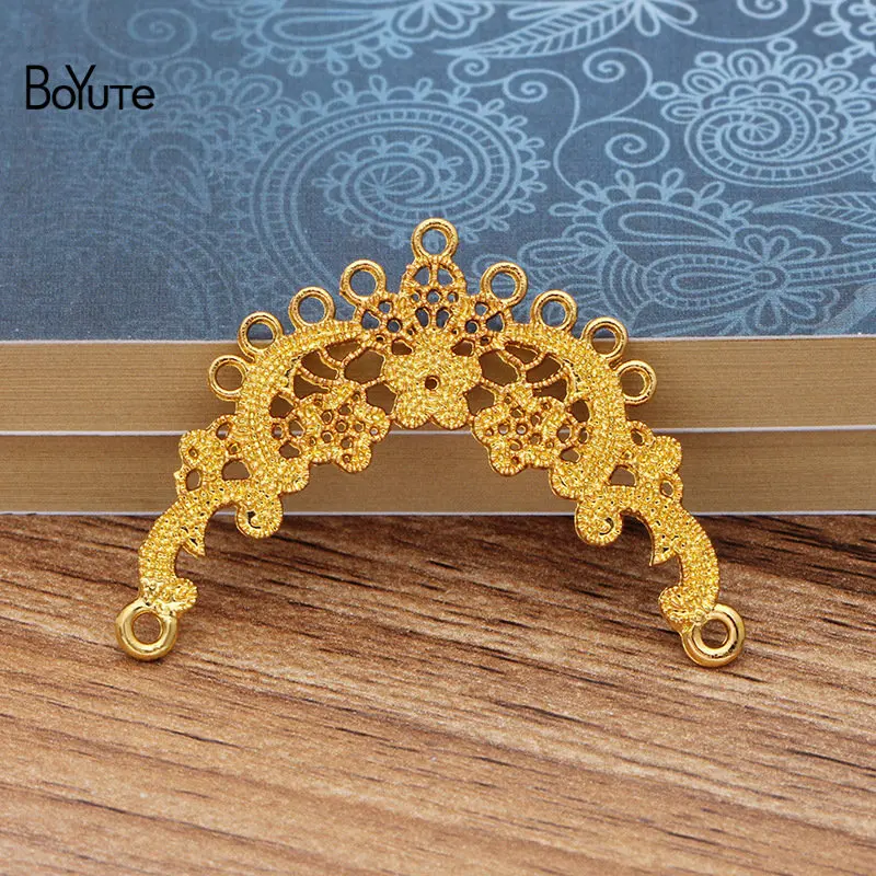 Gold Plated BoYuTe(20 шт./лот) металлический сплав 35*46 мм цветок материалы ручной работы DIY ретро корт украшения для волос аксессуары - Цвет: Gold Plated