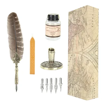 

1.0mm Elegant Style Feather Pen Set Calligraphic Pen Gift Box Writing Tool Table Supplies