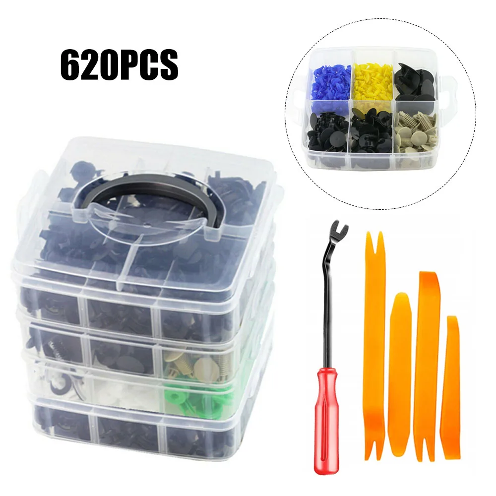 

New 620PCS Set Of Car Body Push Pin Rivets Car Bumper Repairing Kits Fastener Clip Expansion Clips Auto Plastic Clips Fasteners