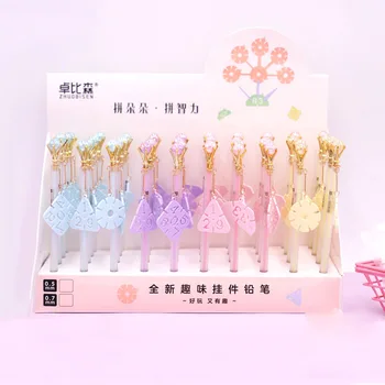 

40 pcs/lot Creative Puzzle Pendant Mechanical Pencil Cute Student Automatic Pen For Kid School Office Supply