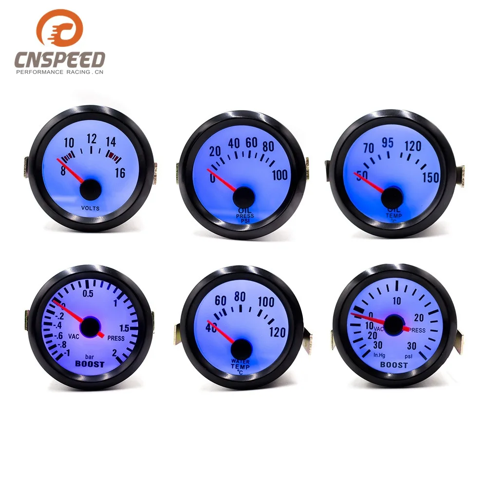 Car Modified Instrument Water Thermometer 40-120c 2-Inch(52 Mm) Flour Blueray Black Shell