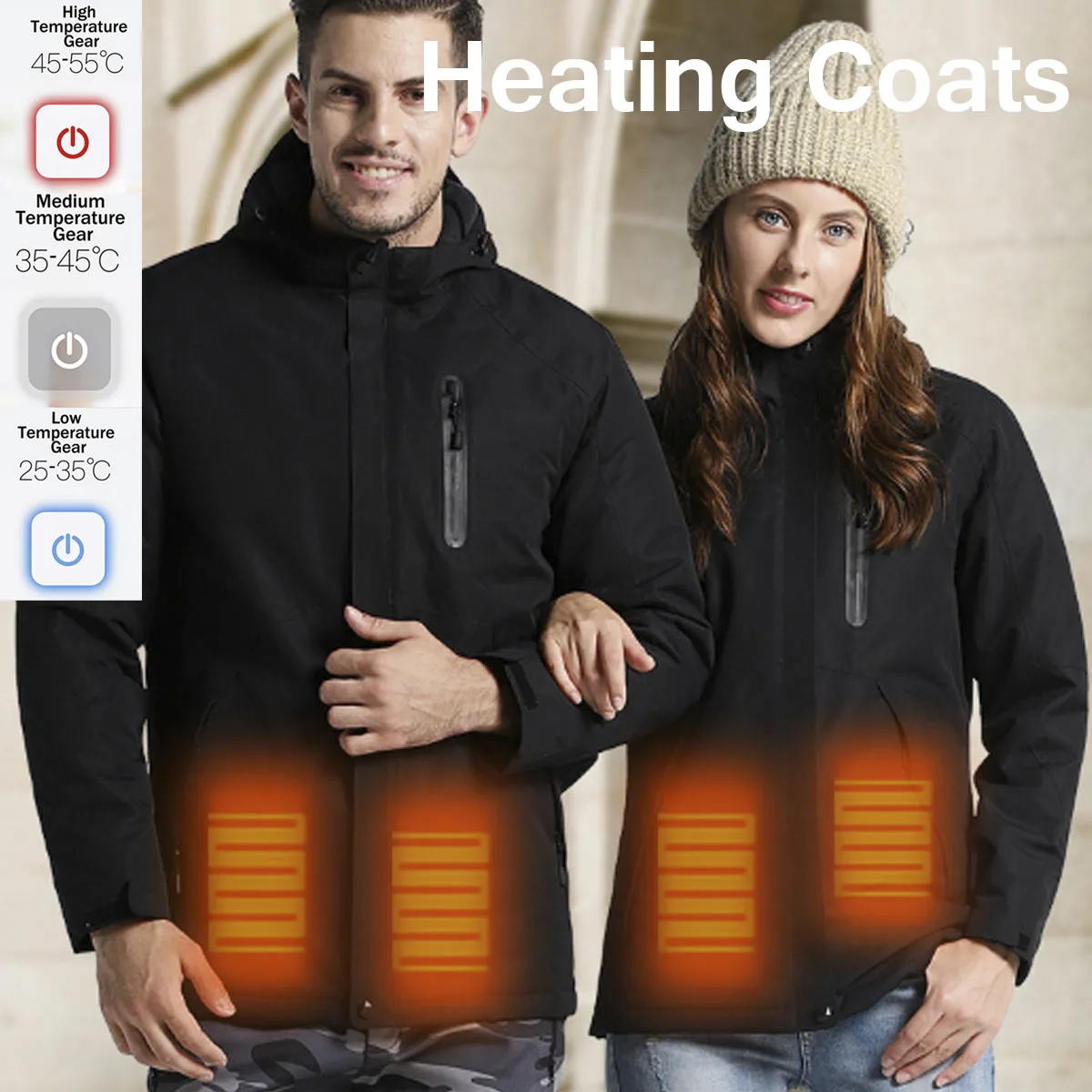 Водонепроницаемый Электрический нагрев Heaed теплый USB с капюшоном для путешествий мужские пальто куртки моющиеся зимние походные куртки для девушек и женщин