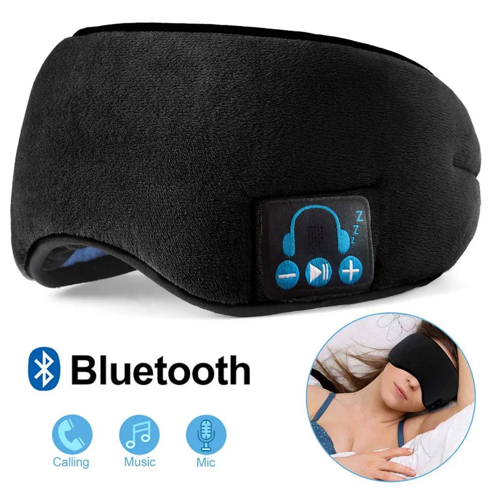Bluetooth Музыка для сна затемненная маска глаз Blinder Earmuff Handsfree Mic вызов головная