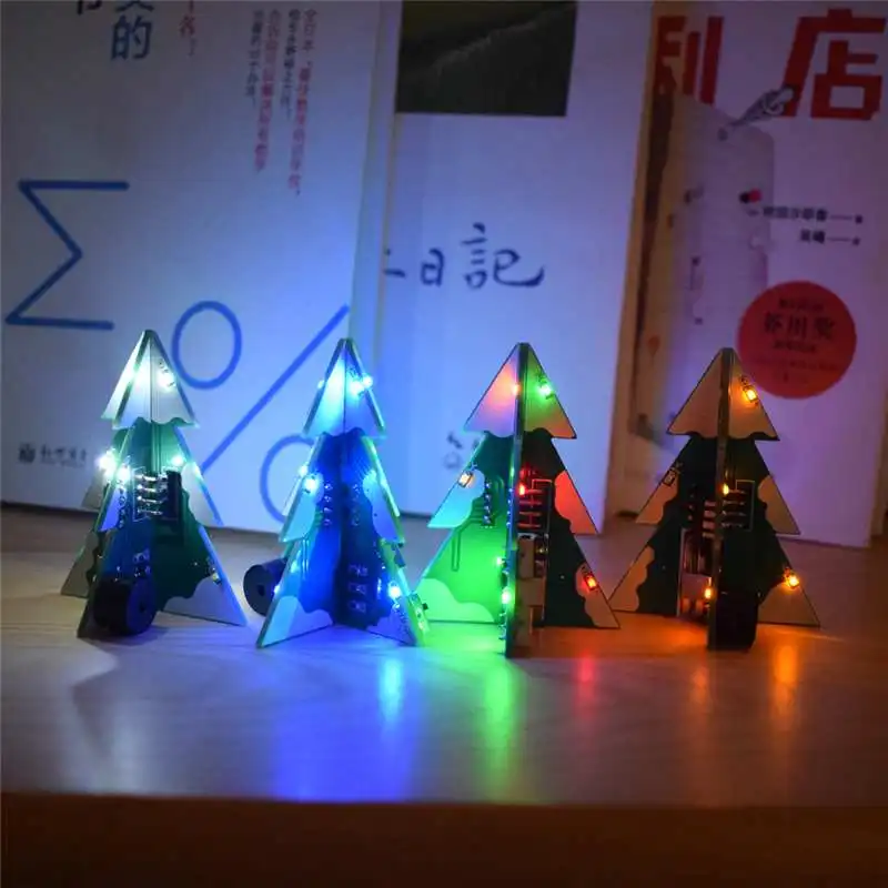 3D мини SMD PCB стерео Рождественская елка DIY Kit Музыка для украшения праздника колокольчики Ночник настольный светильник детский подарок