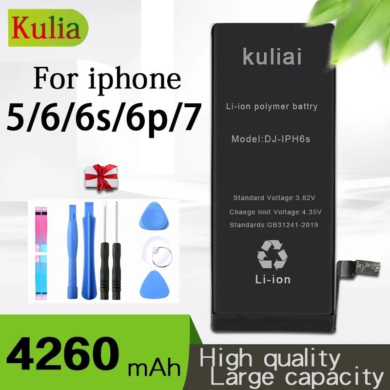 

New High Capacity Phone Battery For iPhone 6 6S 5 Replacement Batterie 0 Cycle Battery For iPhone 6 Plus 7 With Tools Kit