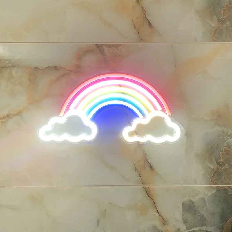 Cloud rainbow Неоновые Настенные вывески, художественный декор, светодиодный неоновый светильник, персональные слова, вечерние, рождественские, праздничные, украшение для бара, магазина, окна, вывеска, светильник s - Испускаемый цвет: Cloud rainbow