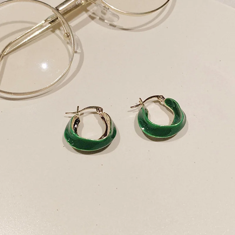 Новые серьги-кольца белого и зеленого цвета для женщин, массивные геометрические металлические серьги, подарки для девушек, ювелирные изделия для свадебной вечеринки