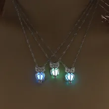 Винтаж светится в темноте ожерелье ювелирные изделия с Серебристая сова образный медальон светящийся камень кулон ожерелье для унисекс подарок