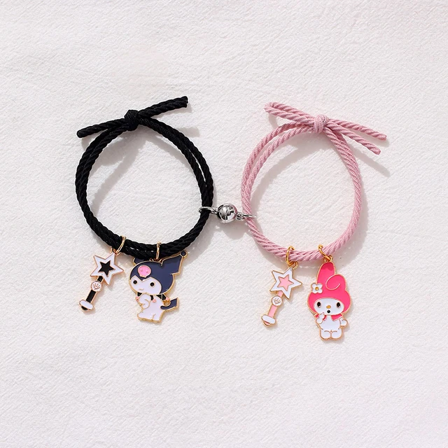 2pcs / Set Magnet Attracts Couple Bracelet Cute Cartoon Charm Jewelry Adjustable Elastic Rope Bracelets Lover Gift for Women Men 1