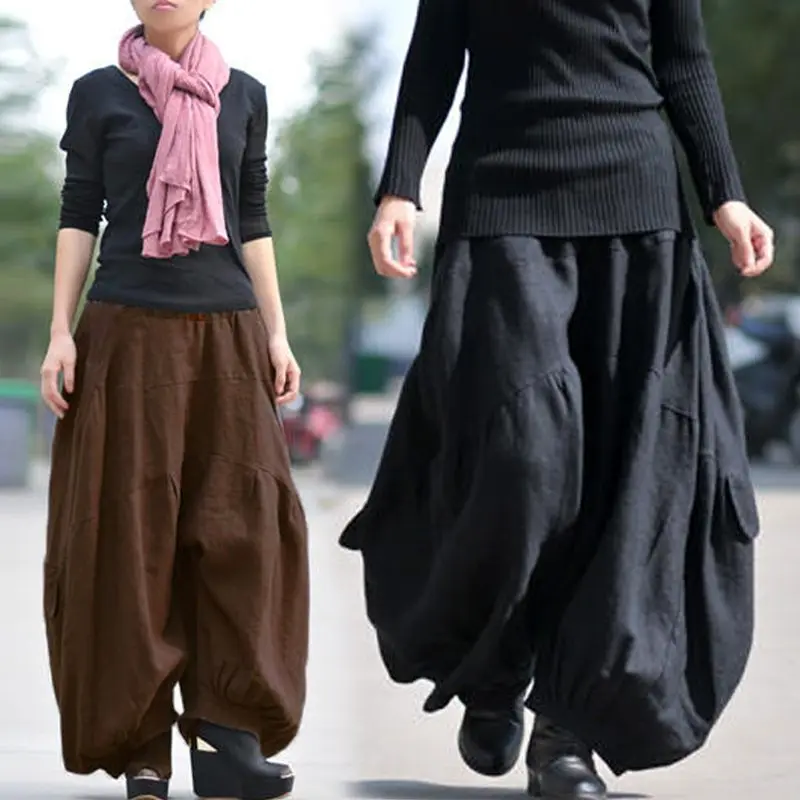 Wide Leg-Trousers Pant Cargo-Lantern-Pants Plus-Size Female High-Elastic Fashion Womens