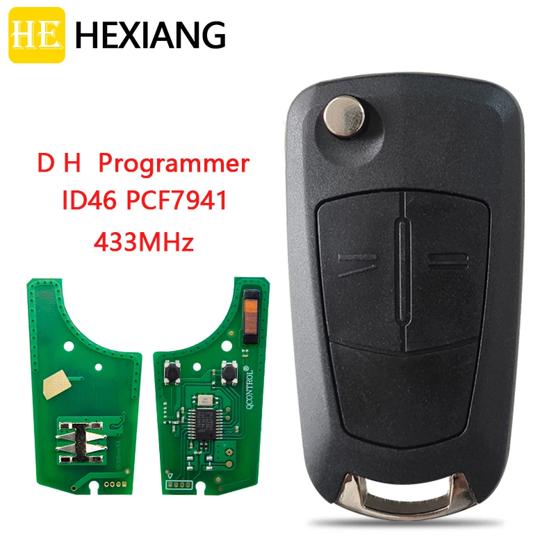 HEXIANG Remote Car Key For Opel Vauxhall Corsa 2007 2008 2009 2010 2011 2012 With ID46 PCF7941 Chip 433MHz