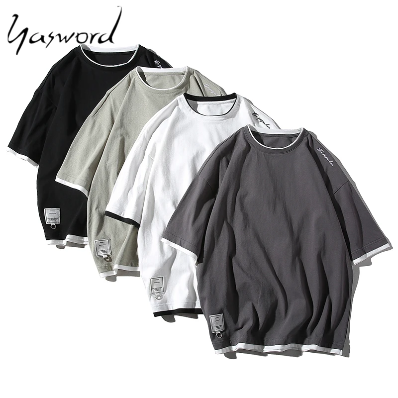 

Yasword T-shirt Men Short Sleeve Summer New Casual Back Print Fashion 100% Cotton Tshirt Plus Size Brand Clothing