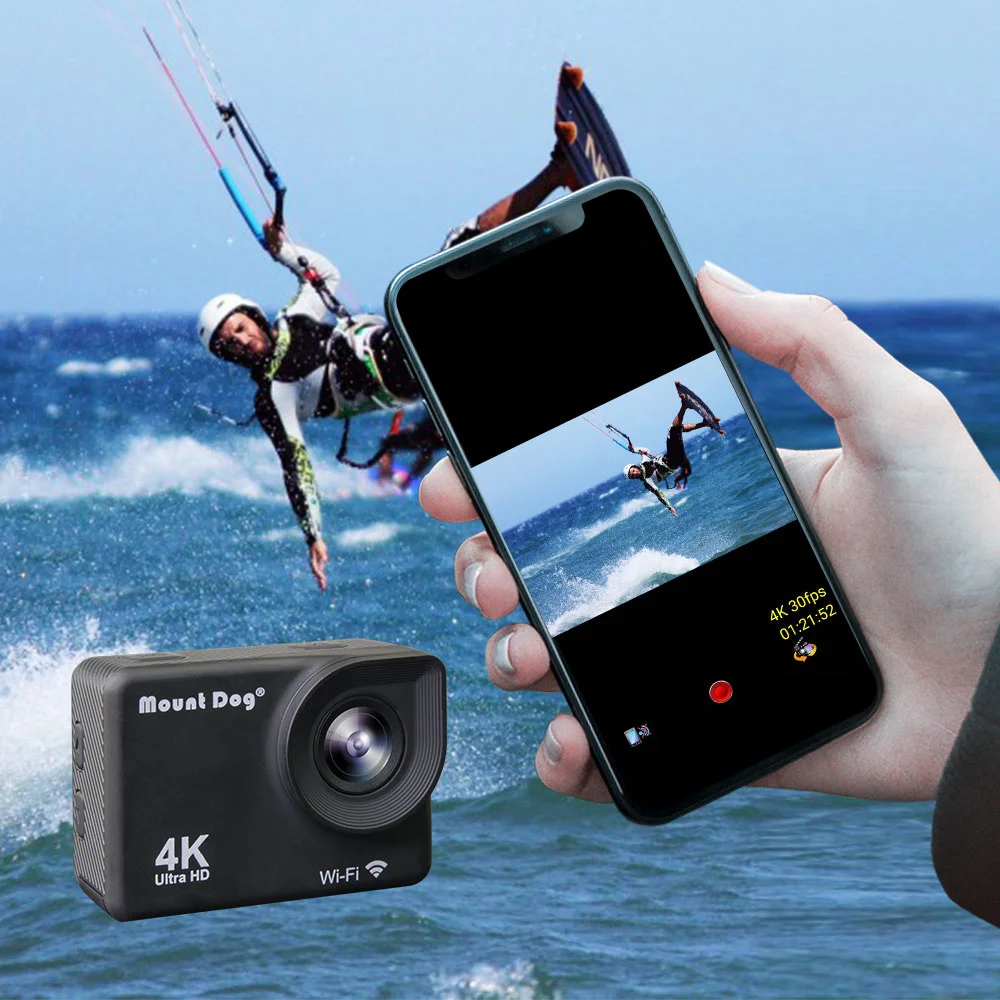 Mount tdog 4K Спортивная Экшн-камера 30fps WiFi 2," экран 170D подводный водонепроницаемый мини-камера для записи видео на шлем s Спортивная камера