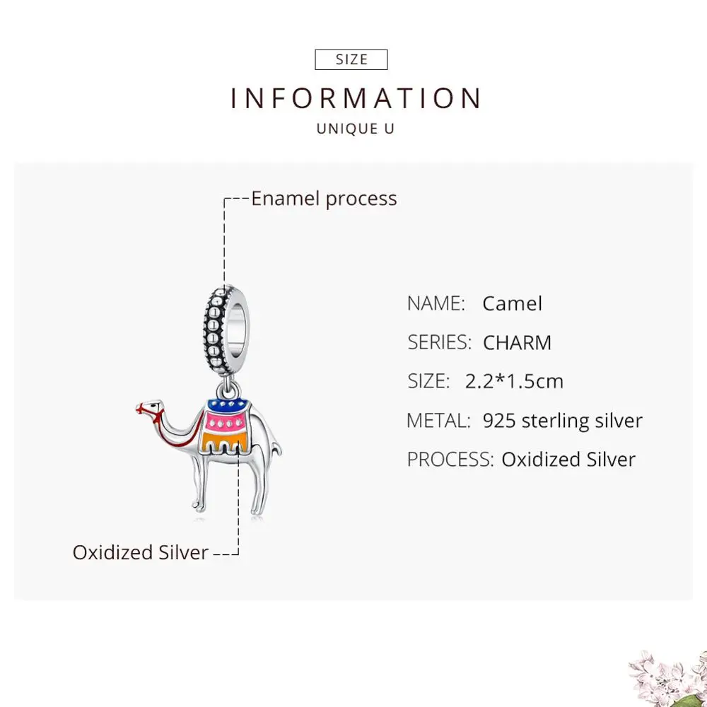 WOSTU, 925 пробы, серебряные верблюды для пустыни, Висячие Подвески, подходят к оригинальному браслету, подвеска, ожерелье, серебро 925, изготовление ювелирных изделий CQC1376