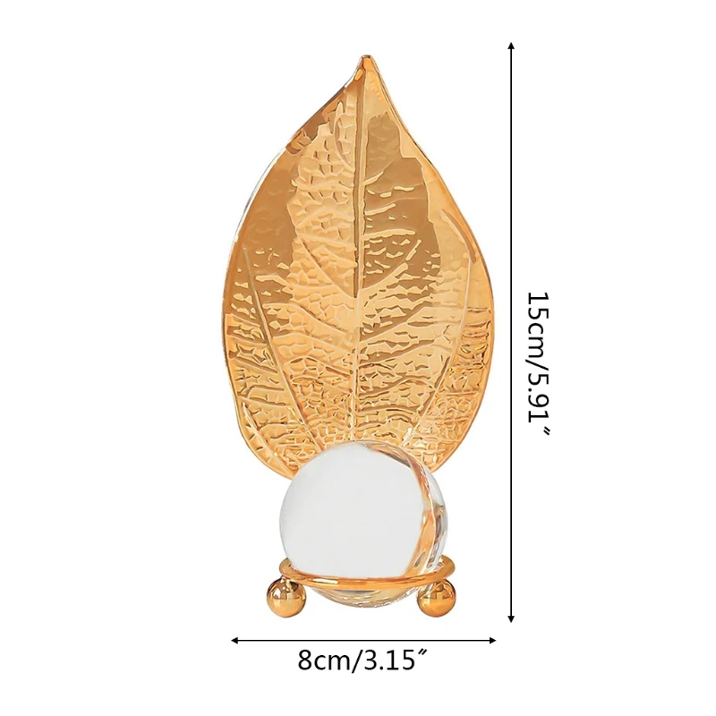 Luxury Iron Crystal Ball Golden Leaf Ornaments 4