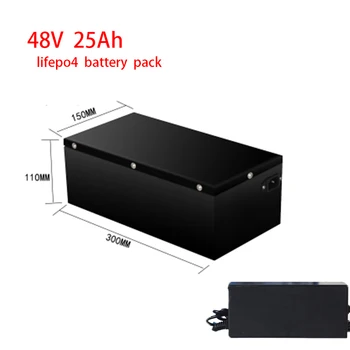 

48V 25Ah Lifepo4 battery 48v lithium battery BMS 16S deep cycle for 1500W 2000W scooter bike light fishing + 3A charger