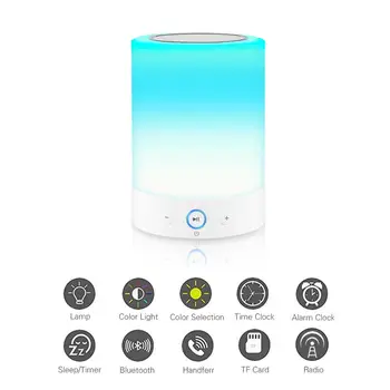

2020 New Arrival Lighting Bluetooth Speaker with Color Changing Touch Dimmable Table LED Lamp Support TF Card Speakerphone