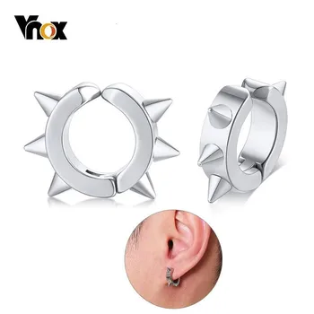 

Vnox Punk Rivet Small Hoop Earrings for Men Women Black Gold Tone Stainless Steel Circle Earrings Anti Allergy