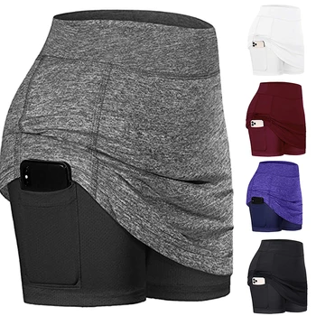 

2020 Active Quick Dry Athletic Skorts Lightweight Skirt With Pockets Pencil Skirts With Shorts Inner Running Tennis Golf Wear