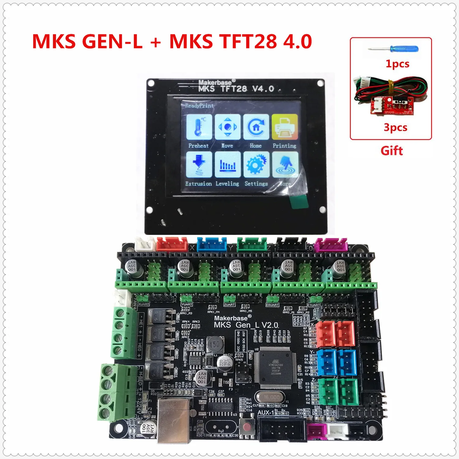 MKS GEN L V2.0+ MKS TFT28 lcd V4.0 мини-дисплей с трогательным дисплеем, дешевые школьные наборы с 3d принтом, контроллер для 3d печати, стартовый набор