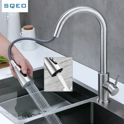SQEO Stainless Steel Kitchen Faucet Hot and Cold Water Mixing Faucet Kitchen Faucet Suitable for Kitchen