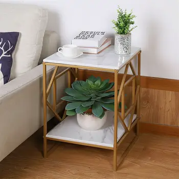 Luxury Marble Tea Coffee Cafe Table Living Room Office Laptop Sofa End Side Gold Frame Desk 3