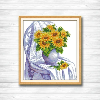 

The chair with sunflowers DMC Cross stitch 11CT 14CT cross stitch kits embroidery needlework sets Home decor crafts