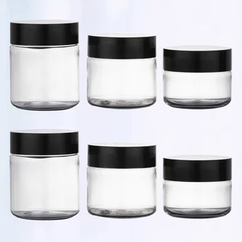 

6pcs Empty Round Pot Jars Plastic Cosmetic Containers Set Storage Container for Storage Liquid Creams Sample (Black, 120ml, 100m