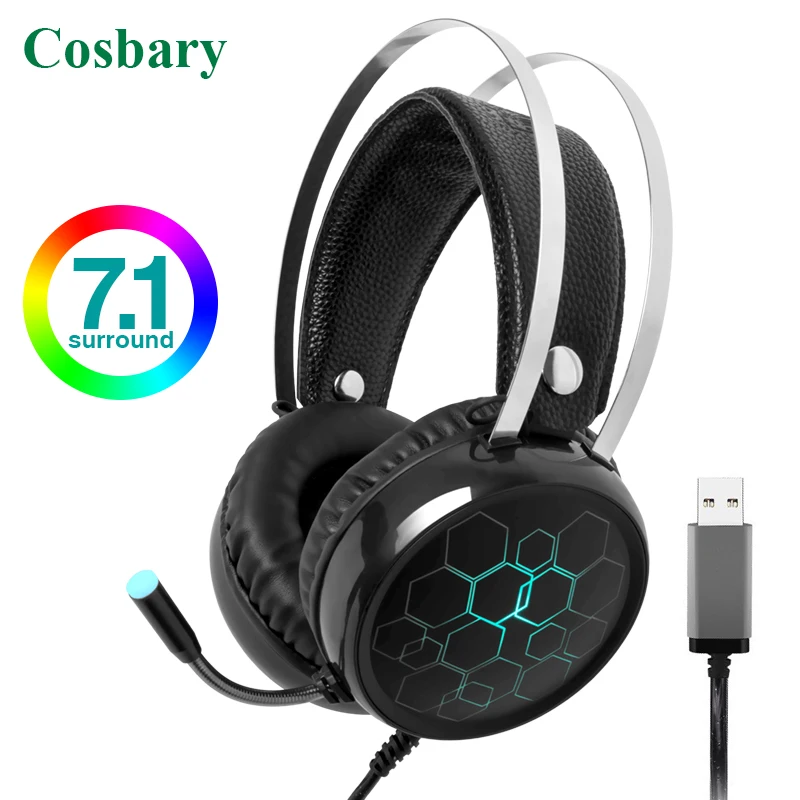 

Cosbary Gamer Headset 3.5mm Plug LED Light Earphone Stereo Surround Gaming Headphone with Microphone for PC Computer Laptop PS4
