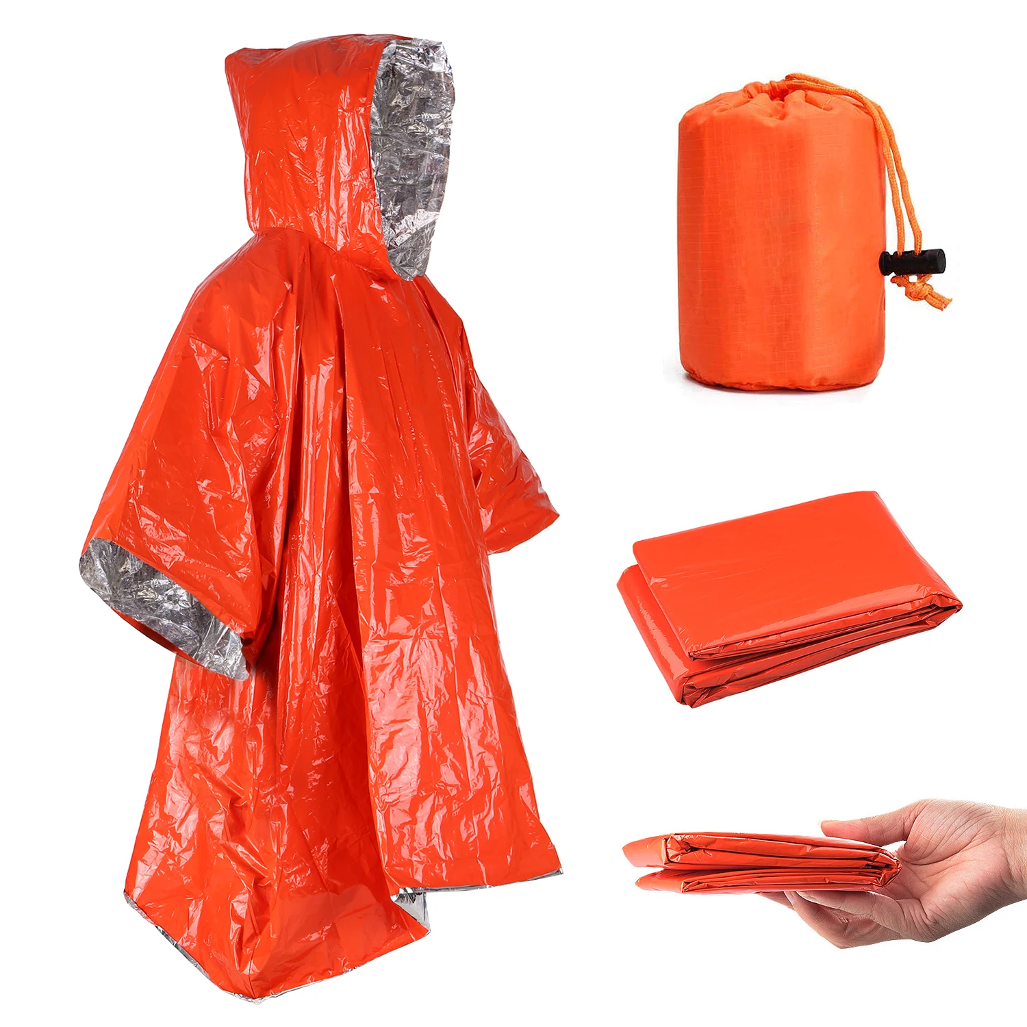 Orange Emergency Raincoat Aluminum Film Disposable Poncho Cold Insulation Rainwear Blankets Survival Tool Camping Equipment|Safety & Survival| - AliExpress
