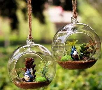 

6pcs 6/8/10CM hanging round glass air plant terrariums bubble crystal balls flower globe vase for wedding ceiling decorations