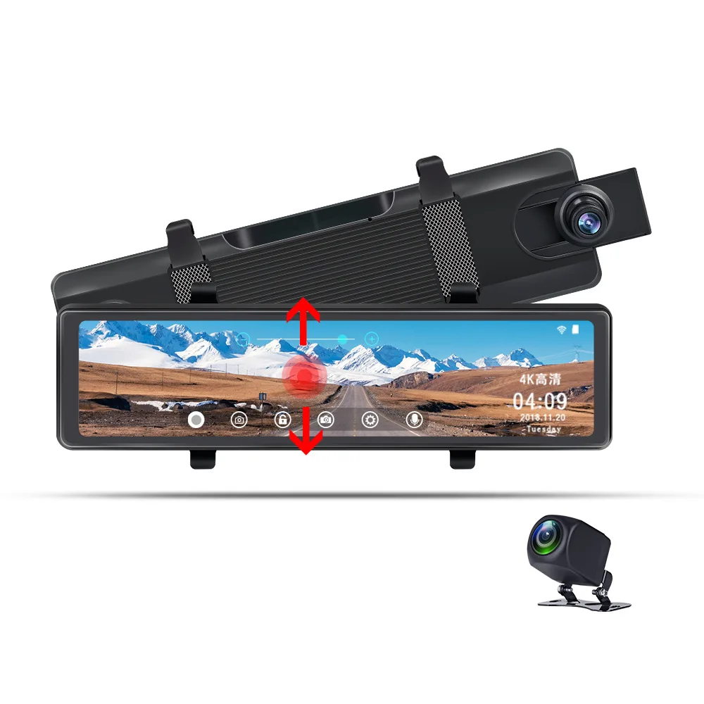 4K Car DVR WiFi Dash Cam Ultra-HD Mirror Rear View Vehicle Video Recorder Parking Monitor Night Vision G-sensor Motion Detector |