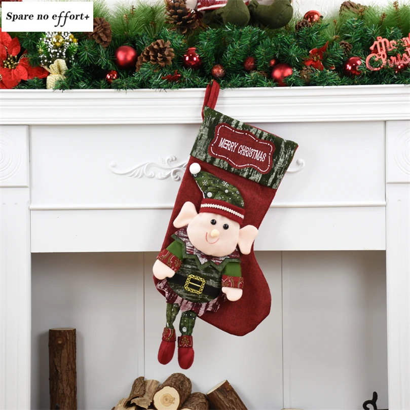 Рождественский подарок Navidad Санта Клаус Снеговик рождественские чулки орнамент с рождественской елкой подарок на год для детей рождественские подарочные сумки