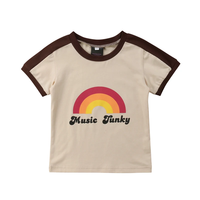 Pudcoco/ США; От 1 до 6 лет; крутая летняя футболка для мальчиков и девочек; футболка унисекс с короткими рукавами и радугой; топы; одежда