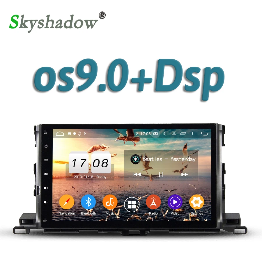 Flash Deal DSP Car DVD Player 10.1" TDA7851 Android 9.0 4GB+32GB Wifi Bluetooth 4.2 RDS RADIO GPS map For Toyota Highlander 2015 2016 2017 0