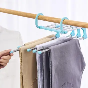 

Stainless Steel Multifunctional Trouser Storage Rack Adjustable Closet Magic In1 5 Organizer Shelf Pants Clothes Tie Hanger U6S5